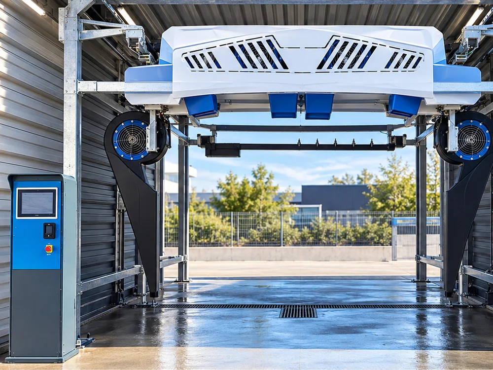 The gantry and the wash bay’s payment terminal